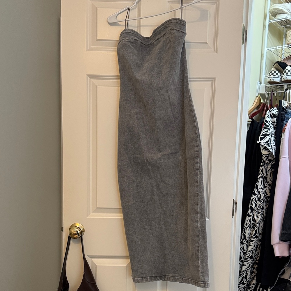 Stretchy Jean Gray Strapless Dress
